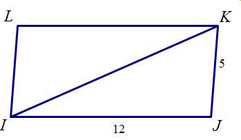 What is the largest integer value of ik for which parallelogram ijkl will have an acute angle at j?