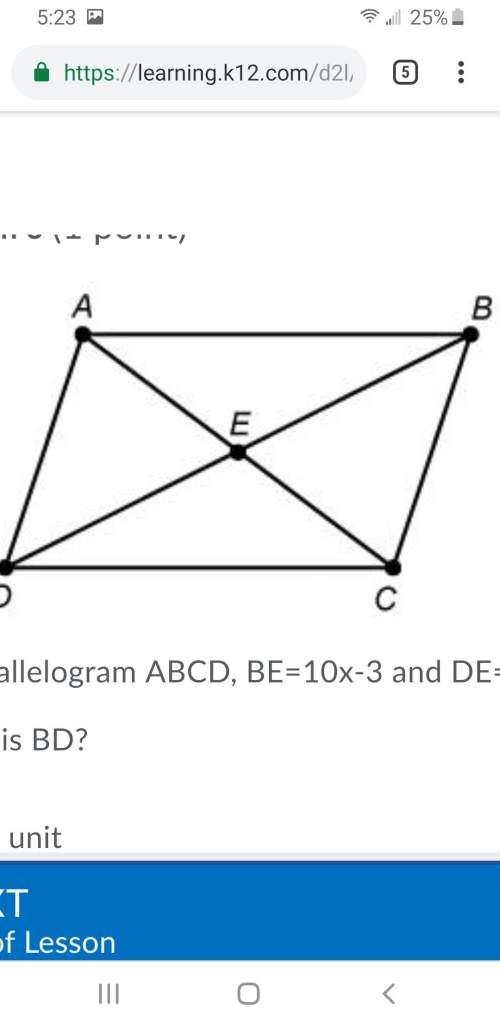 in parallelogram abcd, be=10x-3 and de=8x-1. what is bd? q