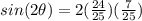 sin(2\theta)=2(\frac{24}{25})(\frac{7}{25})
