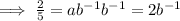 \implies \frac{2}{5}=ab^{-1}b^{-1}=2b^{-1}