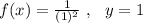 f(x)= \frac{1}{(1)^2}\ ,\ \ y=1