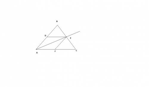 Rhombus adef is inscribed into a triangle abc so that they share angle a and the vertex e lies on th