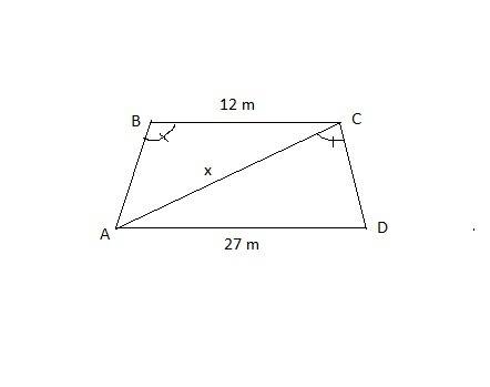 In trapezoid abcd, ac is a diagonal and ∠abc≅∠acd. find ac if the lengths of the bases bc and ad are