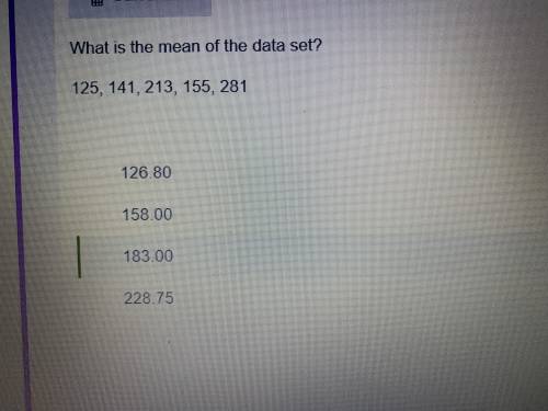 What is the mean of the data set 125, 141, 213, 155, 281