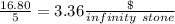\frac{16.80}{5} =3.36\frac{\$}{infinity\ stone}