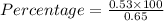 Percentage = \frac{0.53\times 100}{0.65}