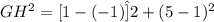 GH^{2} =[1-(-1)\^]{2} +(5-1)^{2}