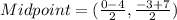 Midpoint =(\frac{0-4}{2},\frac{-3+7}{2})