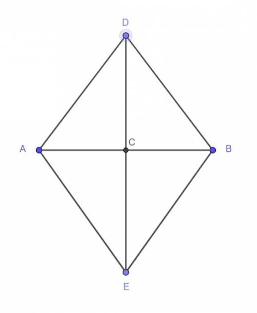 Charlene puts together two isosceles triangles so that they share a base, creating a kite. the legs
