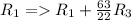 R_{1}=R_{1}+\frac{63}{22}R_{3}