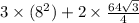 3 \times ( 8^2 ) + 2\times \frac{64\sqrt{ 3} }{4}
