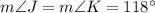 m\angle J = m\angle K = 118^\circ