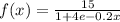 f(x) = \frac{15}{1+4e-0.2x}
