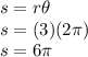 s=r\theta\\s=(3)(2\pi)\\s=6\pi
