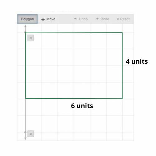 52 points, will give brainliest!  use the polygon tool to draw a rectangle with a length of 6 units