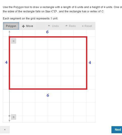 52 points, will give brainliest!  use the polygon tool to draw a rectangle with a length of 6 units