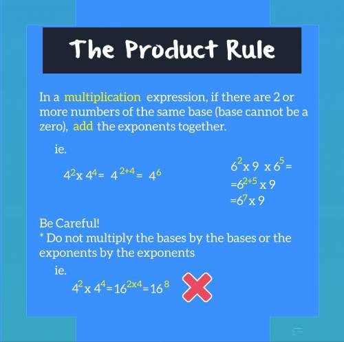 Examples of exponents product rule