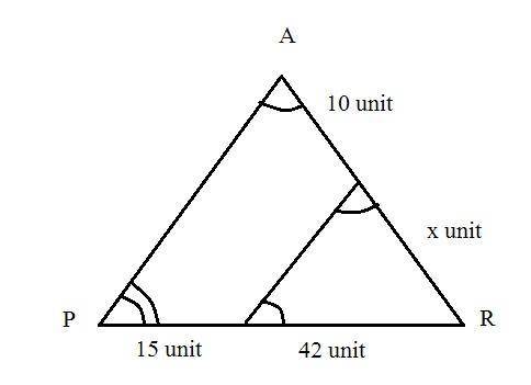 What is the value of x?  enter your answer in the box. units triangle a p r with line segment c d pa