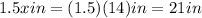 1.5xin=(1.5)(14)in=21in