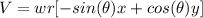 V = wr[-sin(\theta) x + cos (\theta)y]
