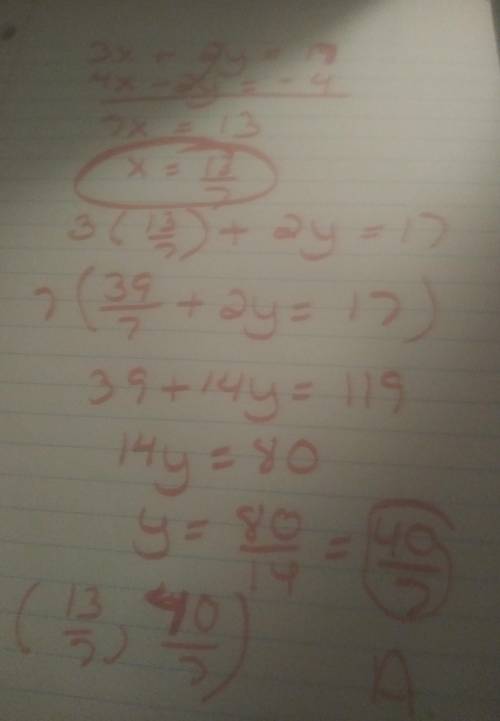 Urgent which of the following ordered pairs is a solution of the given system of linear equations? o