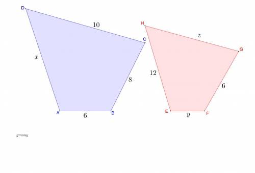 The polygons below are similar. find the value of z. polygons abcd and efgh are shown. ab equals 6.