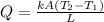 Q = \frac{k A (T_{2} - T_{1})}{L}