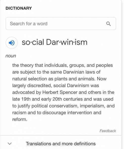 What is social darwinism?  a) the application of ethics to social problems in order to eliminate iss