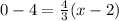 0-4=\frac{4}{3}(x-2)