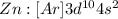 Zn:[Ar]3d^{10}4s^2