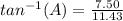 tan^{-1}(A)=\frac{7.50}{11.43}