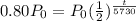 0.80P_0=P_0(\frac{1}{2})^{\frac{t}{5730} }