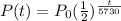 P(t)=P_0(\frac{1}{2})^{\frac{t}{5730} }