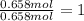 \frac{0.658 mol}{0.658 mol}=1
