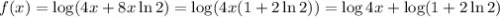 f(x)=\log(4x+8x\ln2)=\log(4x(1+2\ln2))=\log4x+\log(1+2\ln2)