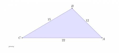 In triangle abc, ab=12,bc=15, and ac=22. list the angles from largest to smallest