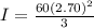 I = \frac{60(2.70)^2}{3}