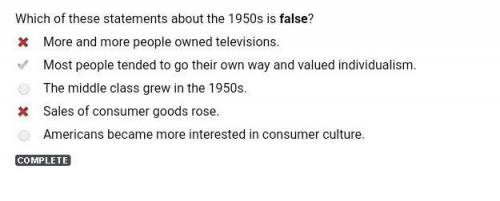 Which of these statements about the 1950s is false?  more and more people owned televisions. most pe