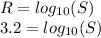 R=log_{10}(S)\\3.2=log_{10}(S)