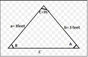 What is the approximate length of the base of an isosceles triangle if the congruent sides are 3 fee