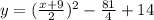 y=(\frac{x+9}{2})^{2}-\frac{81}{4}+14
