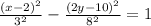 \frac{(x-2)^2}{3^2}-\frac{(2y-10)^2}{8^2}=1