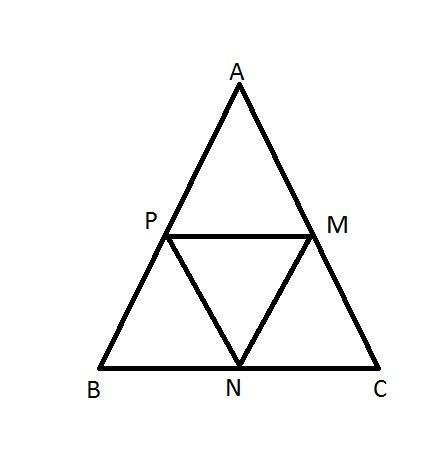 Points m, n, and p are respectively the midpoints of sides ac , bc , and ab of △abc. prove that the