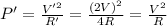 P'=\frac{V'^2}{R'}=\frac{(2V)^2}{4R}=\frac{V^2}{R}