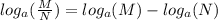 log_{a}(\frac{M}{N} )=log_{a}(M )-log_{a}(N )