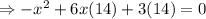 \Rightarrow -x^2+6x(14)+3(14)=0