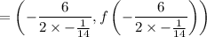 =\left(-\dfrac{6}{2\times -\frac{1}{14}},f\left(-\dfrac{6}{2\times -\frac{1}{14}}\right)\right)