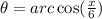 \theta = arc\cos(\frac{x}{6})