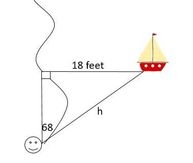 1. a boat is 18 ft away from a point perpendicular to the shoreline. a person stands at a point down