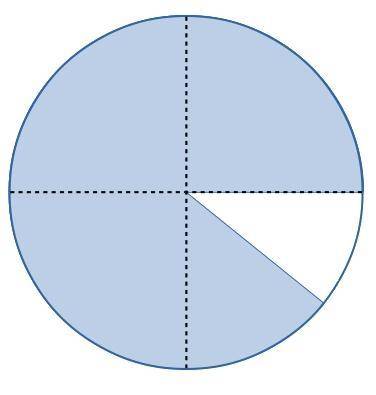 If the ratio of a circle's sector to its total area is 7/8, what is the measure of its sector's arc?